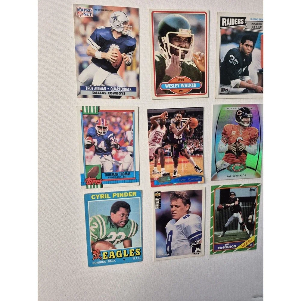 Lot of 12-15 Mixed 1980s-2000s NFL Football Cards - Aikman, Emmitt Smith, Marcus